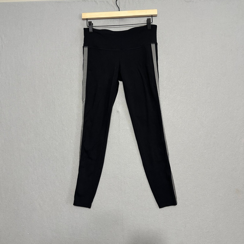 Athleta Black Grey Side Stripe Performance Leggings Activewear Tights Womens S